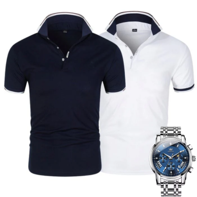 [2 pour 1] Pack Duo Polos Premiere + Montre Exclusive OFFERTE